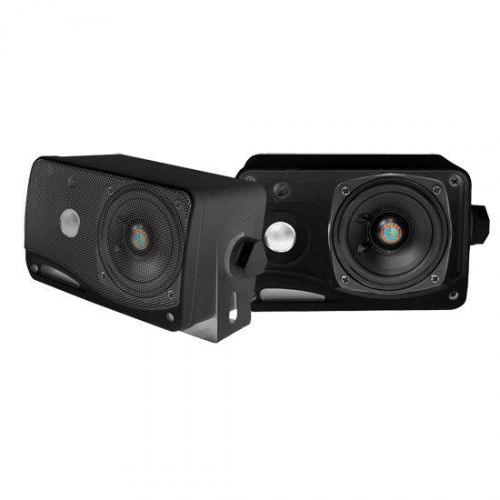 Pair black plmr24b 3.5&#039;&#039; 200 watt 3-way weather proof mini box speaker system