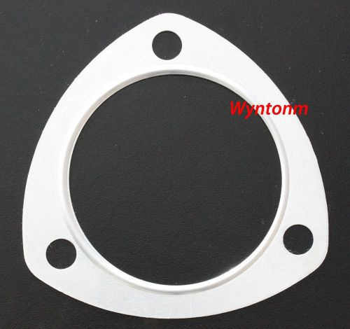 3&#034; aluminum exhaust gasket collector cat-back joint pipe 3 hole w/ fire ring