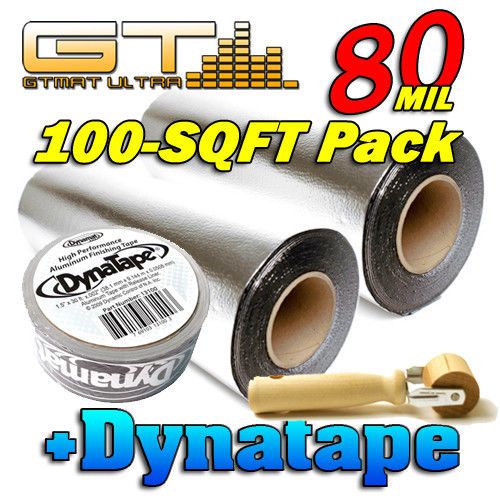 Gtmat ultra 80mil 100sqft bulk pack car audio sound deadener + dynatape + roller