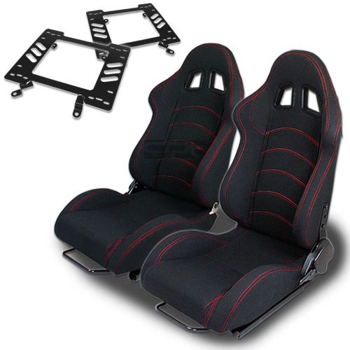 Type-1 racing seat black cloth+silder/rail+for 79-98 ford mustang bracket x2