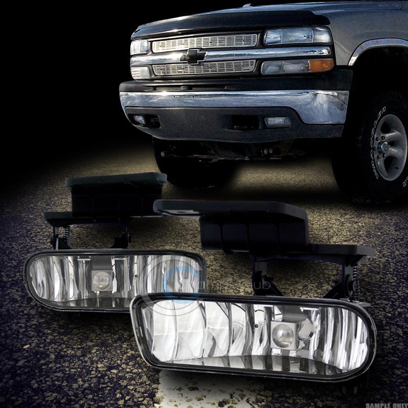 Euro chrome clear front bumper fog light 99 00-02 chevy silverado suburban tahoe