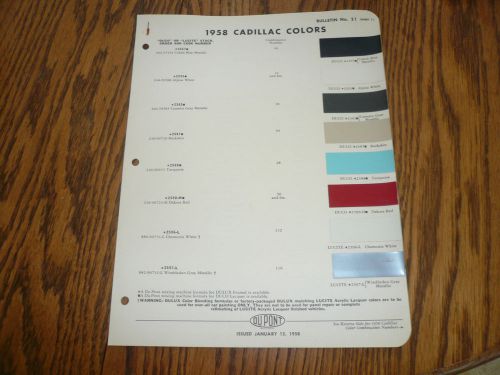 1958 cadillac dupont duco color chip paint sample - vintage