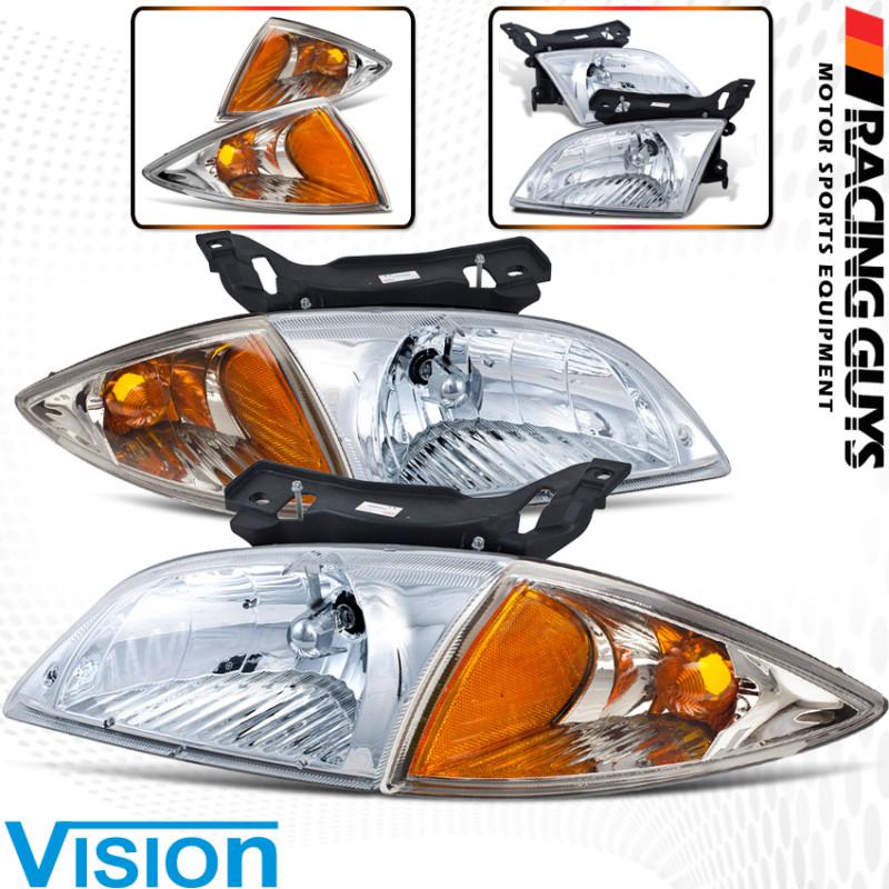 00-02 chevy cavalier chrome head lights side marker corner lamps amber reflector