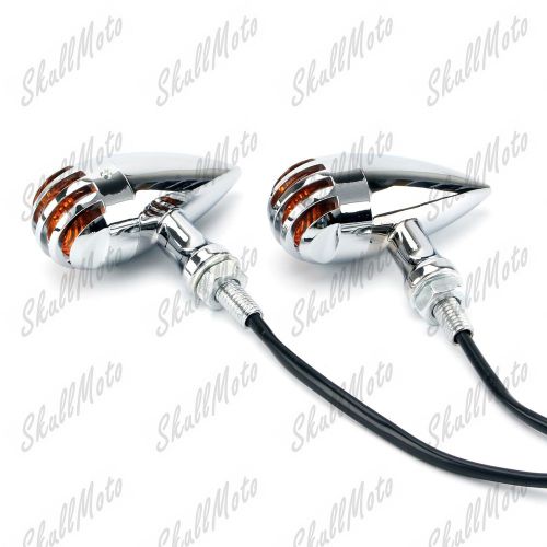 Motorcycle finned grill bullet blinker turn signal light bobber chopper cruiser