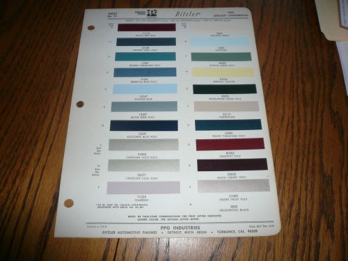 1962 lincoln continental ditzler color chip paint sample