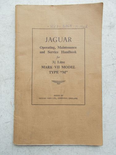 Jaguar 3 1/2 litre mark xii operating, maintenance &amp; service handbook