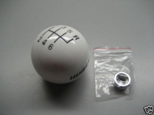 Hurst 6 speed logo imprinted shift knob white 3/8"-16 for chrome stick shifters