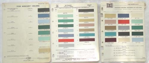 1958 mercury dupont and ppg and rm   color paint chip chart all models original