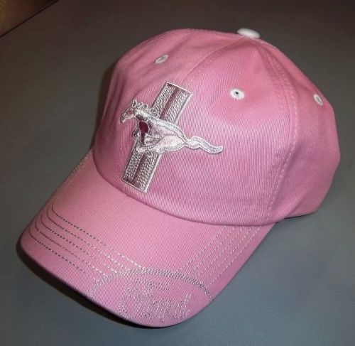 New ford mustang embroidered tribar tri-bar pink baseball hat/cap! oem licensed