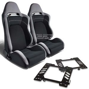 Type-r racing seat gray black cloth+silder+for 99-04 mustang 4g bracket x2