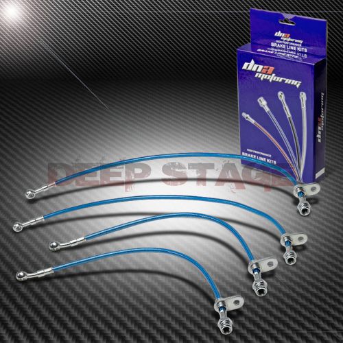 Stainless steel braided hose race brake line for 02-05 honda civic si ep3 blue