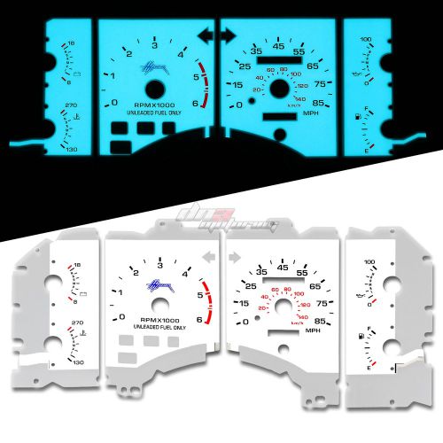 Indiglo glow gauge+harness dash face for 1990-1993 ford mustang lx 2.3l 85mph