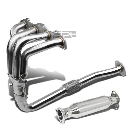 For 95-99 eclipse/talon dsm 2g ss exhaust chrome header+high flow pipe converter