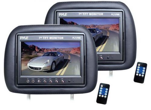 New! pyle pl71phb adjustable headrest pair with built-in 7&#039;&#039; monitors &amp; remotes