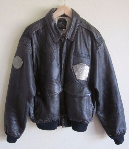 Avirex vintage 1987 bomber leather men&#039;s motorcycle jacket medium m