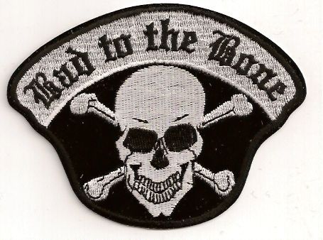 Motorcycle patch biker trike 4.25&#034; x 3&#034; bad to the bone skull and crossbones