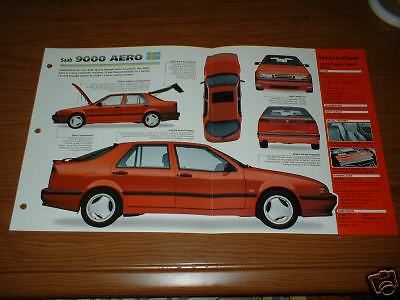 ★★1995 saab 9000 aero original imp brochure specs info 95 93 94 95 96 97★★