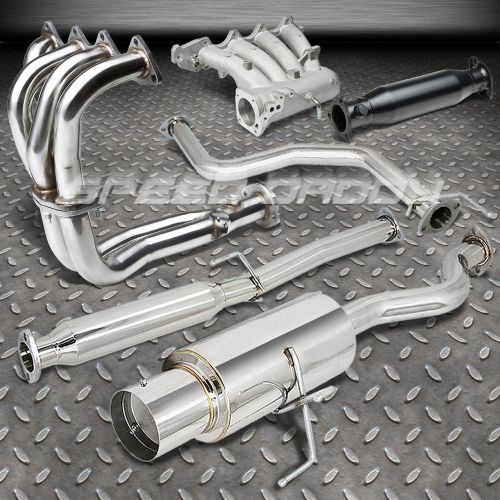 Fits 94-01 integra header+b18 intake manifold+black test pipe+catback exhaust