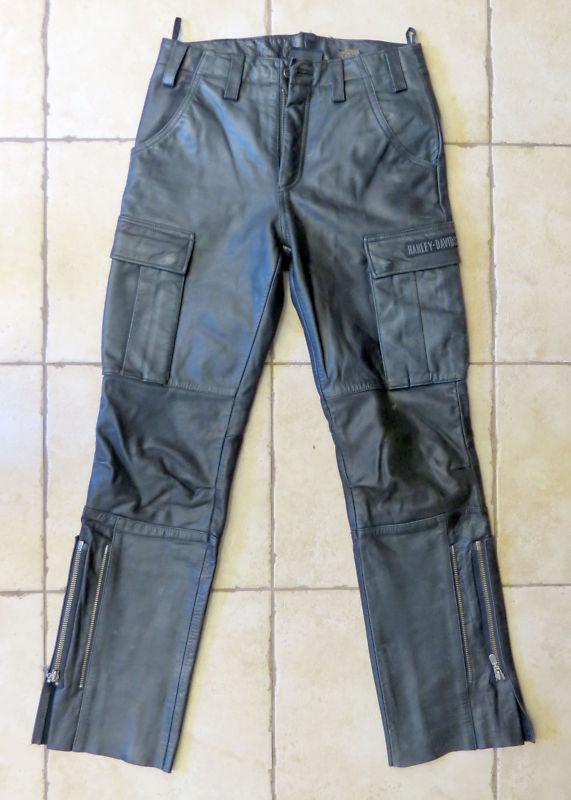 Ladies harley-davidson  black leather motorcycle jeans / pants size 28 x 33