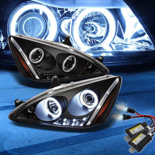 8000k slim xenon hid+ccfl halo led 03-07 accord projector headlights head lights