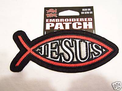 #0928 m  lethal threat motorcycle vest patch jesus -n- fish