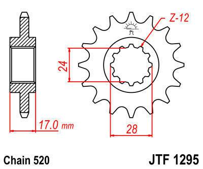 Jt sprocket front 15t 520 chromoly steel fits honda cbr600 f2 / f3 1991-1998