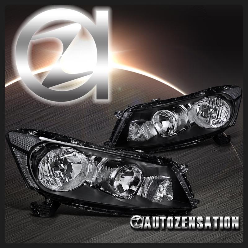 08-12 honda accord 4dr sedan black crystal headlights