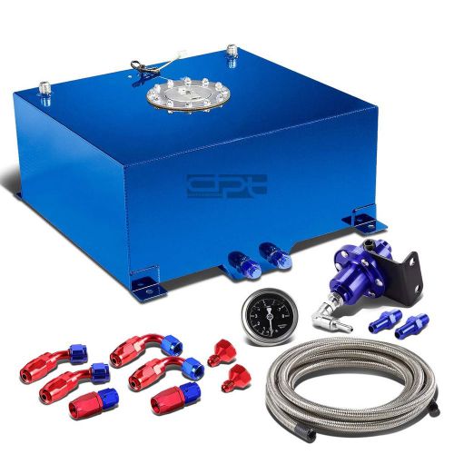 15 gallon/57l aluminum fuel cell tank+oil feed line+1:1 pressure regulator blue