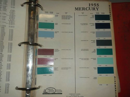 1955 mercury color chip sheet brochure