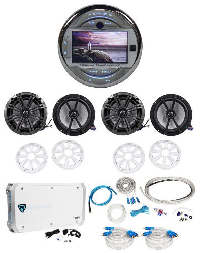 Dual mgh30bt marine cd player+(4) kicker 6.5” boat speakers+6 ch. amp+amp kit