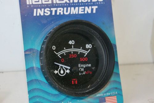 New teleflex 0-80 psi oil pressure gauge 53214p 2-1/16&#034; round gauge black boat