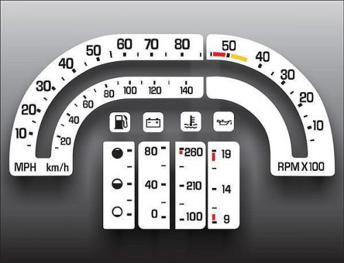 1986-1991 chevrolet s-10 tach dash instrument cluster white face gauges