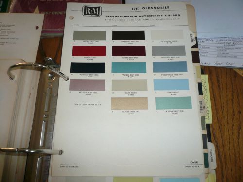 1963 oldsmobile r-m color chip paints