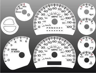 2003-2007 silverado truck gas instrument cluster white face gauges 03-07