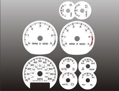 1998-2002 chevrolet s10 tach manual instrument cluster white face gauges 98-02