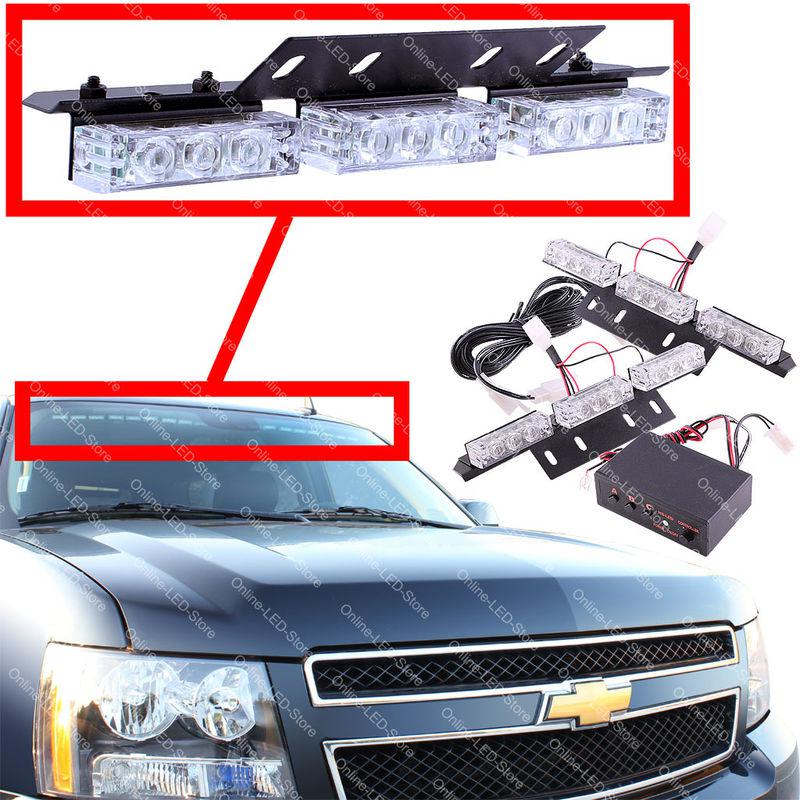 18 led emergency vehicle strobe lights/lightbars for deck dash grille - amber