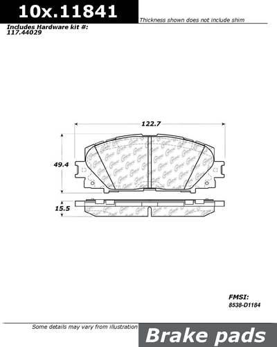 Centric 105.11841 brake pad or shoe, front