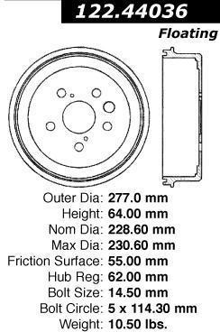 Centric 122.44036 rear brake drum-premium drum