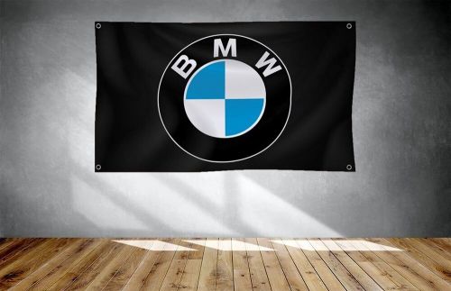 Bmw logo car 3x5 ft black flag / banner garage mane cave wall decore