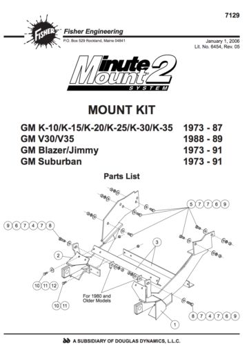 7129 fisher minute mount plow mount 73-87-91 chevy gmc k1500 2500 3500 suburban