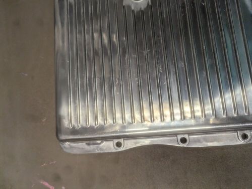 New blem transmission pan polished finned aluminum th350 chevelle (cracked) gto