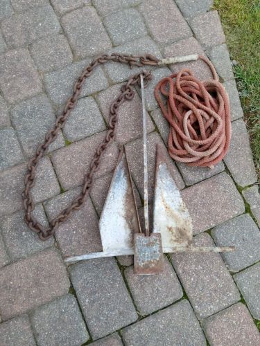 Boat anchor with chain and rope