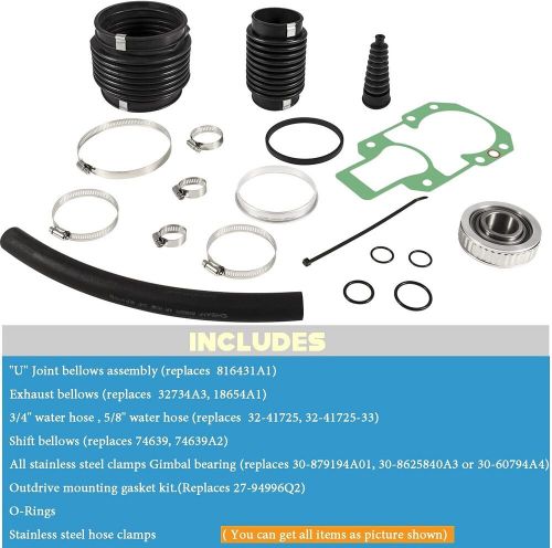 30-803099t1 transom bellows repair kit w/ exhaust for mercruiser alpha 1,gen 2