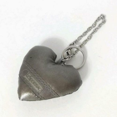 Lesportsac keychain charm - dark gray stitch/swarovski/rhinestone/heart chemical
