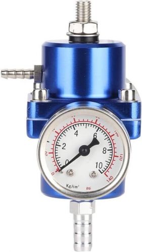 Keenso 0-140 psi universal fuel pressure regulator adjustable gauge hose - blue