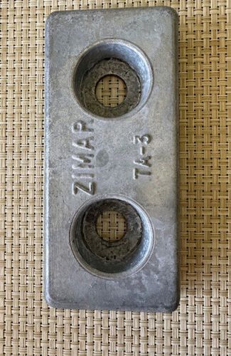 Zimar ta-3 bolt on drilled plate boat zinc anode