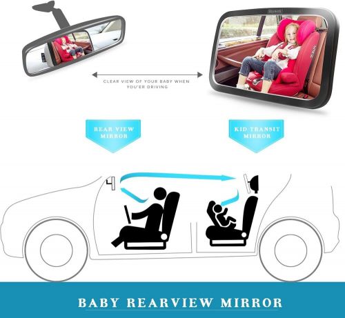 Shynerk baby car mirror, safety seat mirror for rear facing infant black