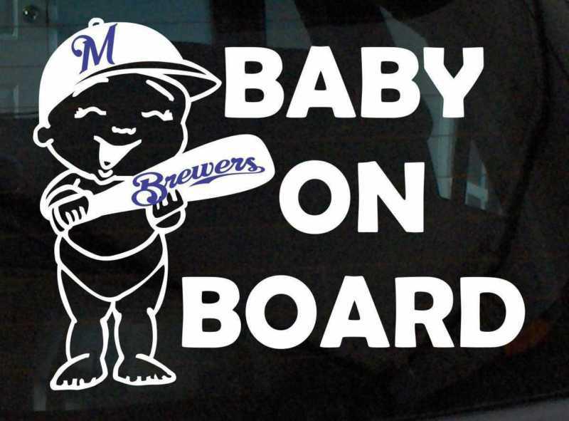 Milwaukee brewers baby on board vinyl decal mlb major league baseball bat