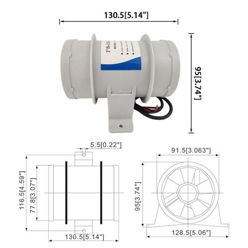 3 in 12v inline blower marine bilge air blower compact for vents quiet operation