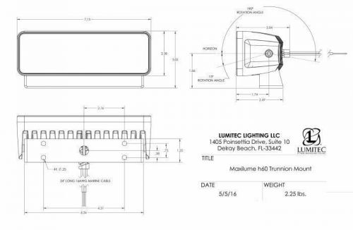 Lumitec maxillume h60 trunnion mount flood light white dimming white housing